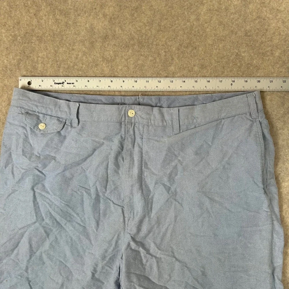 Polo Ralph Lauren Shorts‎ Mens 42 Blue Oxford Cotton Flat Front 9 Inseam